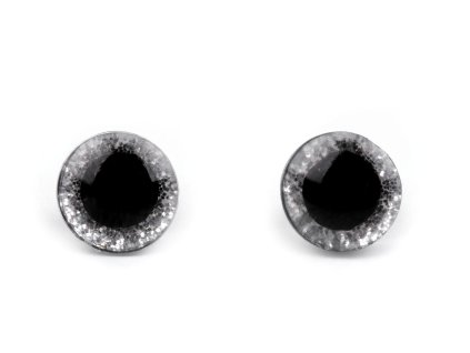 Oči s pojistkou 10 mm glitrové stříbrné