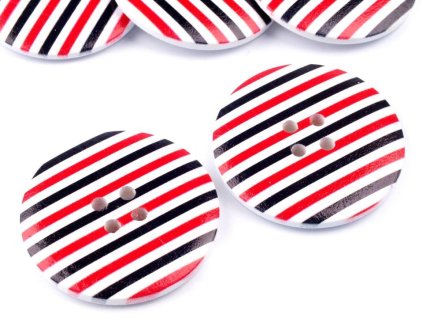 Knoflík dřevěný 60“ (38,1 mm) 110972 - 2 černočervený proužek