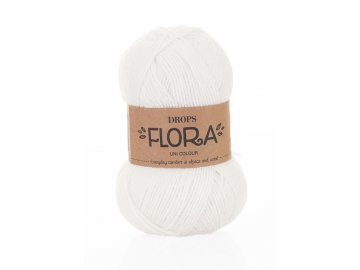 Příze DROPS Flora uni colour 02 - bílá