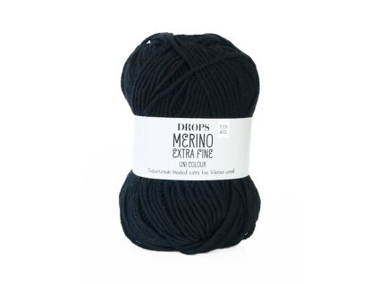 Příze DROPS Merino Extra Fine uni color 02 - černá