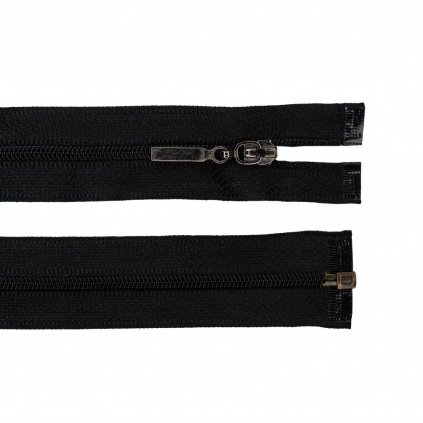 Zips čierny, špirálový, umelý, šírka zúbkov 4 mm, dĺžka 60 cm - X114