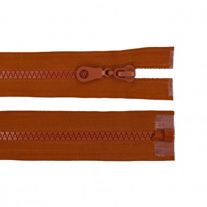 Zips kostený škoricovo hnedý, šírka zúbkov 6 mm, dĺžka 55 cm