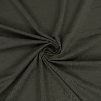 Elastischer Single Jersey gebürstet ARMY GREEN - MJBE510