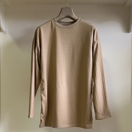 Antistatické tričko s dlhým rukávom, okrúhly výstrih LIGHT BROWN