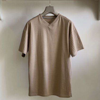 Antistatické tričko s krátkym rukávom, výstrih do V LIGHT BROWN