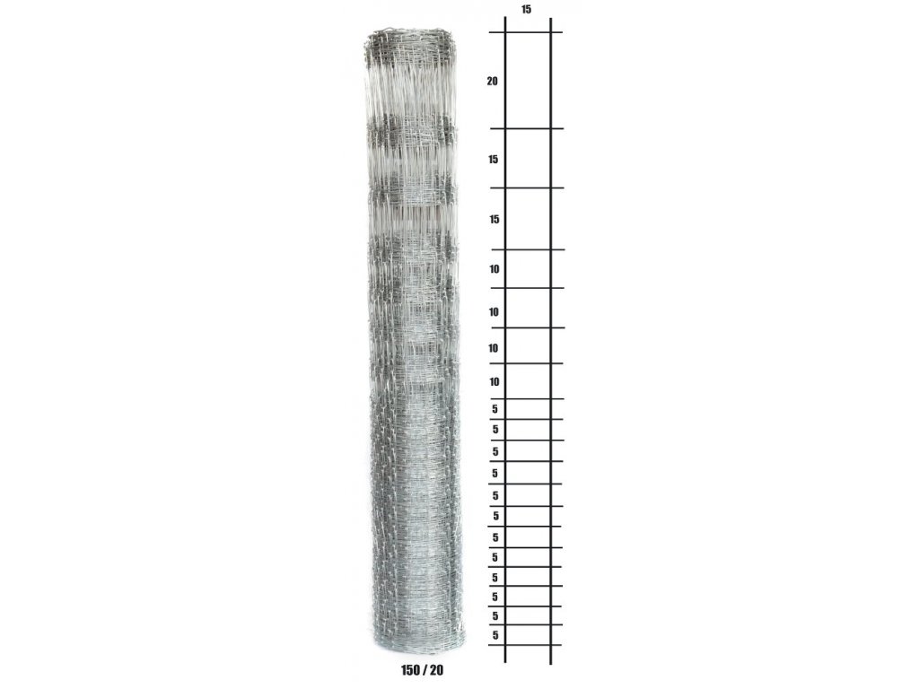 Uzlové lesnické pletivo Light - 150 cm, 1,6/2,0 mm, 20 drôtov