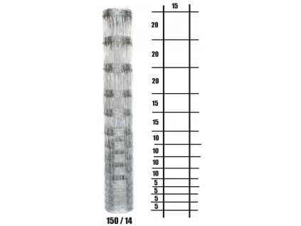 Uzlové lesnické pletivo Štandard - 150 cm, 1,8/2,2 mm, 14 drôtov