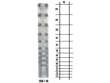 Uzlové lesnické pletivo Light - 150 cm, 1,6/2,0 mm, 14 drôtov