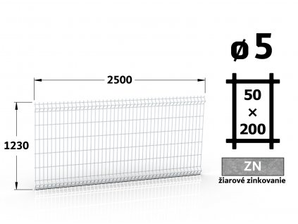 plotovy panel 5mm oko 50x200 pluto delfin classic vyska 123 dlzka 250 ziarovo pozinkovany 46 drotov