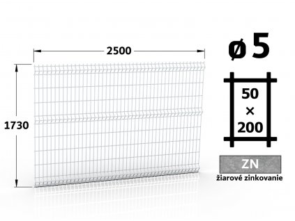 plotovy panel 5mm oko 50x200 pluto delfin classic vyska 173 dlzka 250 ziarovo pozinkovany 46 drotov