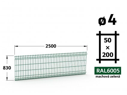 plotovy panel 4mm oko 50x200 pluto light brico apollo vyska 083 dlzka 250 machova zelena ral 6005 46 drotov