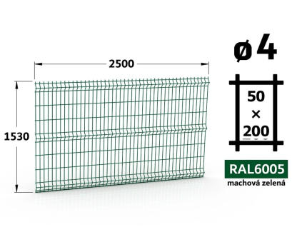 Plotový panel 3D Light 50, 153×250 cm, machová zelená