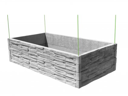 vyvyseny zahon betonovy 200x100cm vzor stiepany kamen prirodna seda 50cm
