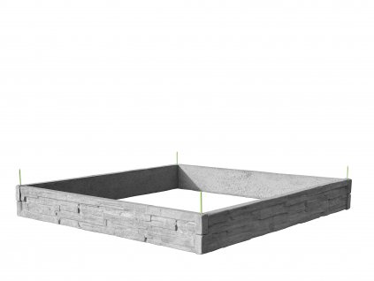 vyvyseny zahon betonovy 200x200cm vzor stiepany kamen prirodna seda 25cm