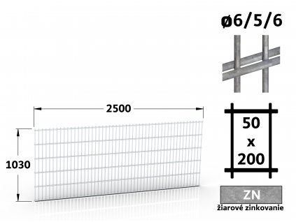 Plotový panel Double 103x250 žiarovo zinkovaný