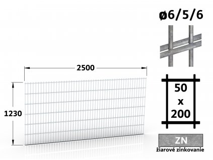 Plotový panel Double 123x250 žiarovo zinkovaný