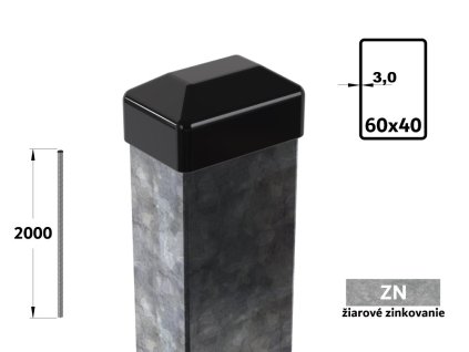 Plotový stĺpik 200 cm, 60×40×3,0 mm, žiarové pozinkovanie
