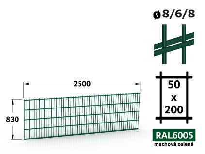 plotovy panel zvarovany 2d 8 6 8 sirka 250cm vyska 083cm zeleny.jpg