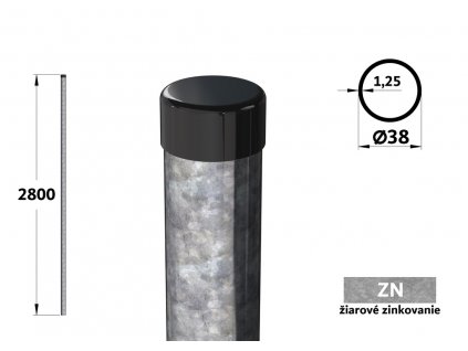okruhly plotovy stlpik priemer 38 mm pletivo na plot dlzka 2800 mm ziarovo pozinkovany