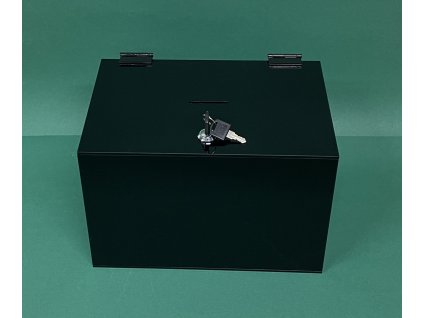 Kasička, pokladnička 300x200x200 mm, plexi černé, zámek