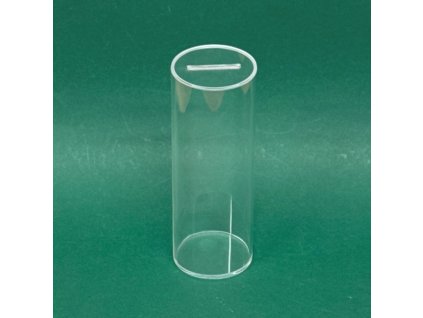 Plexi kasička, pokladnička válec 80x220 mm