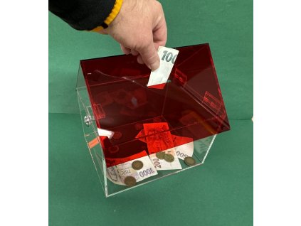 Kasička, pokladnička domeček 250x200x250 mm + zámek