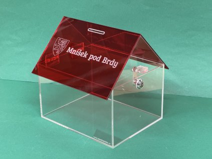 Kasička, pokladnička domeček 250x200x250 mm + gravír, zámek