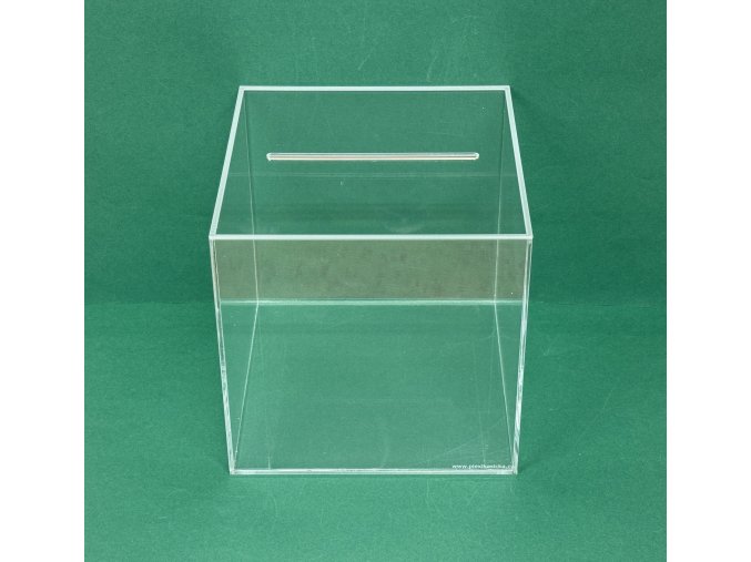 Plexi box, krabička 250x250x250 mm se zafrézovaným víkem