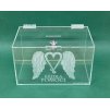 Plexi kasička, pokladnička o rozměru 250x150x150 mm + gravír se zámkem je vhodná pro Veřejné sbírky, charity, obce...