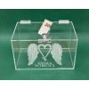 Plexi kasička, pokladnička o rozměru 250x150x150 mm + gravír se zámkem je vhodná pro Veřejné sbírky, charity, obce...