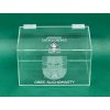Plexi kasička, pokladnička o rozměru 250x150x150 mm + gravír se zámkem je vhodná pro Veřejné sbírky, charity, obce...