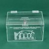 Plexi kasička, pokladnička o rozměru 250x150x150 mm + gravír se zámkem je vhodná pro Veřejné sbírky, charity, obce...
