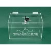 Plexi kasička, pokladnička o rozměru 250x150x150 mm + gravír se zámkem je vhodná pro Veřejné sbírky, charity, obce...