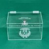 Plexi kasička, pokladnička o rozměru 250x150x150 mm + gravír se zámkem je vhodná pro Veřejné sbírky, charity, obce...
