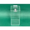 Plexi kasička, pokladnička o rozměru 100x100x200 mm se zámkem, plexi čiré je vhodná pro Veřejné sbírky, charity, obce apod.