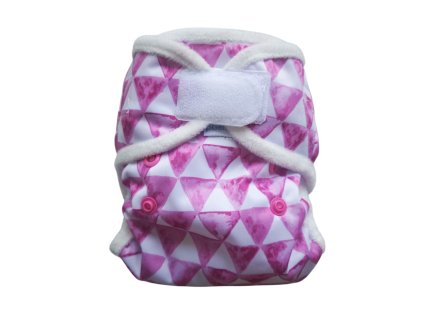 Novorodenecké vrchné nohavičky PUL - ružové trojuholníky