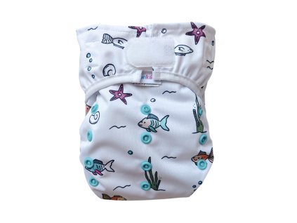 Vrchné nohavičky PUL - s krídielkami - suchý zips - rybky, modrô