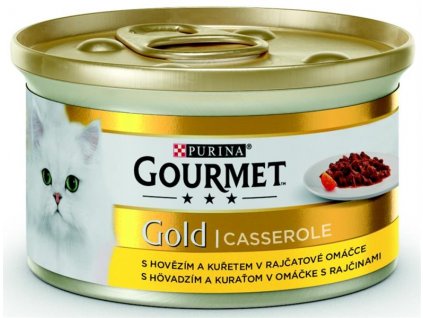 Gourmet Gold kousky hovězí a kuře v rajčatové omáčce 85 g