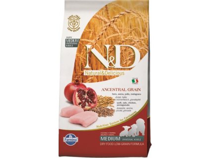 N&D Ancestral Grain canine Chicken & Pomegranate Puppy Medium & Maxi 12 kg