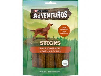 Adventuros snack dog tyčinky s bizoní příchutí 120 g