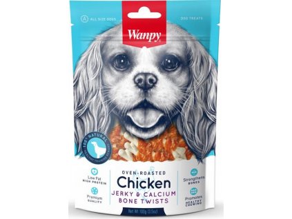Wanpy Dog Chicken Jerky & Calcium Bone Twists 100 g
