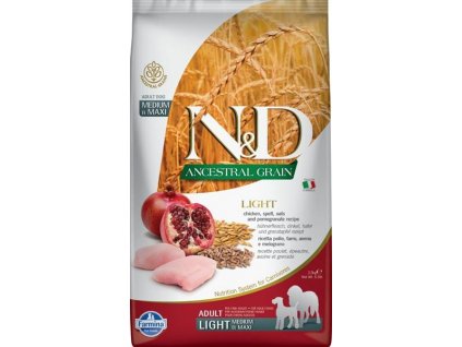 N&D Ancestral Grain canine Chicken & Pomegranate Light medium & maxi 2,5 kg