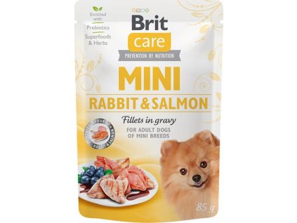 Brit Care Mini Rabbit & Salmon fillets in gravy 85 g