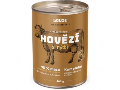 Louie konzerva pro psy Hovězí s rýží 400 g