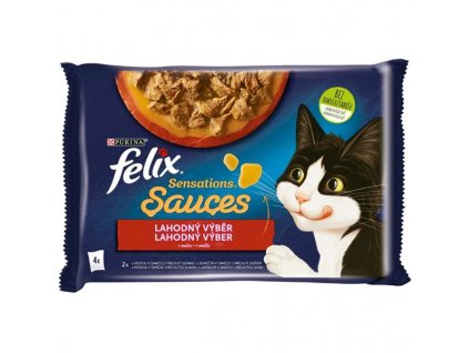 Felix Sensations Sauces multipack s krůtou a jehněčím v lahodné omáčce 4 x 85 g