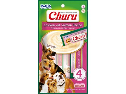 Churu dog snack kuře a losos 4 x 14 g