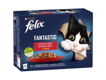 Felix Fantastic multipack s kuřetem, hovězím, králíkem a jehněčím v želé 12 x 85 g