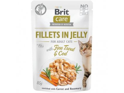 Brit Care Cat Fillets in Jelly with Fine Trout & Cod 85 g