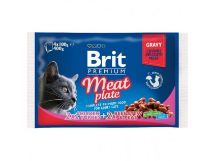 Brit Premium Cat Pouches Meat Plate 4 x 100 g