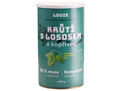 Louie konzerva pro psy Krůtí s lososem a kopřivou 1200 g